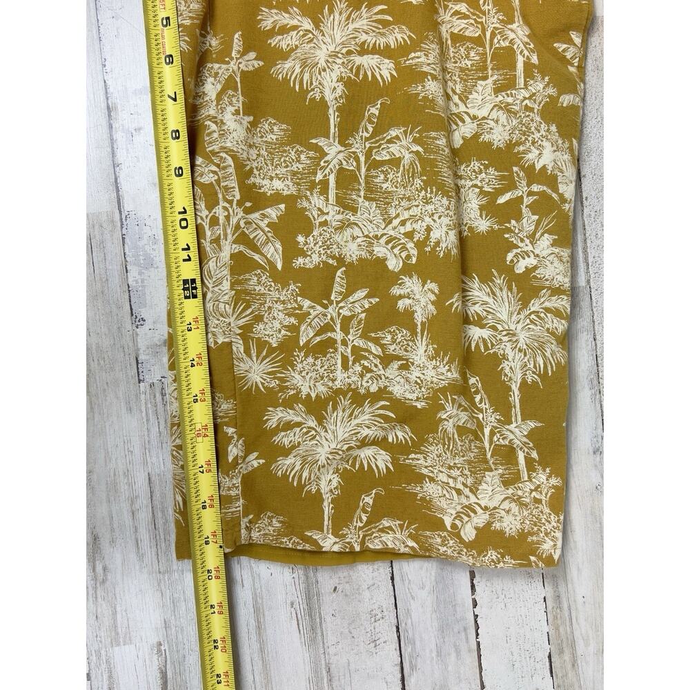 American Eagle Womens Pull On Pants Size S Mustard Yellow Palm Tree Print Wide L - Picture 8 of 9